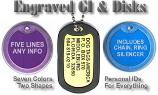 Dogs Tags in Designer Colors With Silencers and Available Backside Engraving